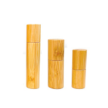 Clear Glass Inner with Natural Bamboo Wooden Shell  Stainless Steel Roller Ball Glass bottle